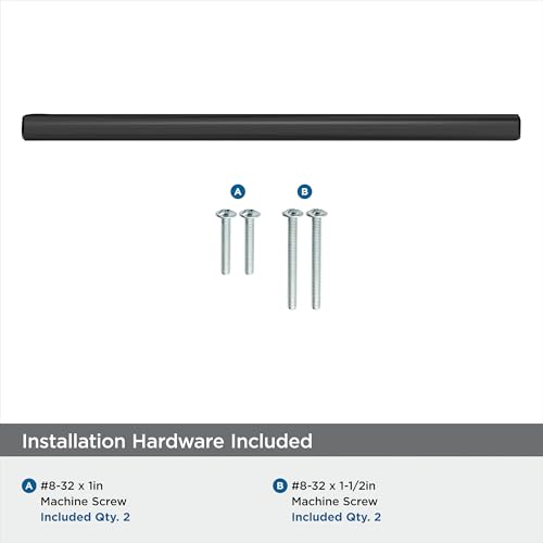 Image of Amerock 6-5 /16 inch Bar Pulls Matte Black Drawer Pull | 6-5 /16 inch (160mm) Center-to-Center Mounting Distance and 8-5 /8 inches Overall Length, Durable Carbon Steel Cabinet Hardware