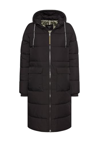 camel active Damen Steppmantel mit verstellbarem Saum und fester Kapuze Schwarz, womenswear-38