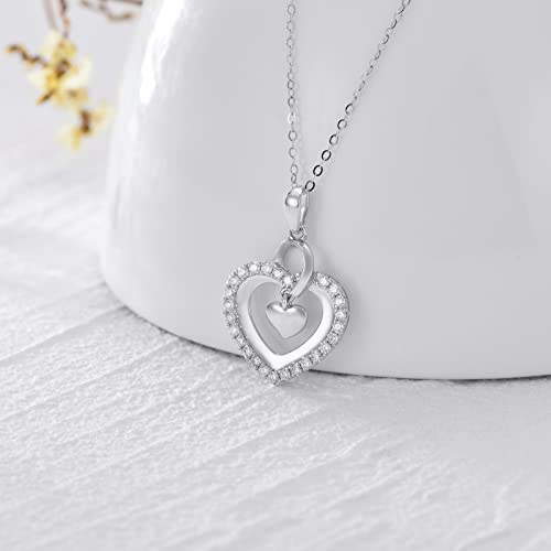 SISGEM Real 14k White Gold Diamond Heart Necklace for Women Anniversary Jewelry Present for Her, 16-18 Inch4