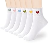 inhees Women's Ankle Crew Cotton Socks - 6Pairs Cute Fun Heart Casual Athletic Socks - Gifts for...