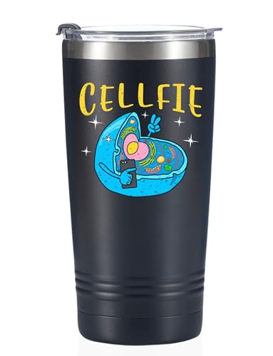 Onebttl Science Teacher Appreciation Gifts for Men Women, 20oz Stainless Steel Tumbler With Lid & Straw for Christmas, Black, Biology Teacher