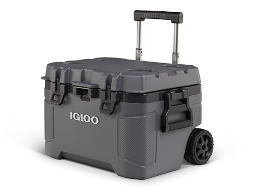 Igloo Trailmate 52Qt Wheeled Cooler, Insulated Hard Shell Ice Chest, Carbonite