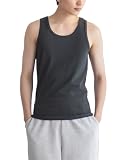 [NAVY] [ネイビー] タンクトップ メンズ リブ ストレッチ 吸水性 無地 ノースリーブ トップス チャコール:XL