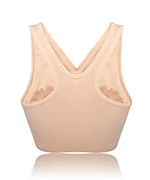 Women's Zip Front Sports Bra Wireless Workout Bra, Post-Surgery Bra Beige — image 6