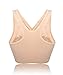 Womens Zip Front Sports Bra Wireless Post-Surgery Bra Racerback Yoga Sports Bras Beige