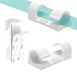 COMRUN 60 Pcs White Cable Clips with 3M Adhesive, Wire Holders Under Desk, Cord Management for Wall, Car, Ethernet, PC, Christmas Light Indoor/Outdoor