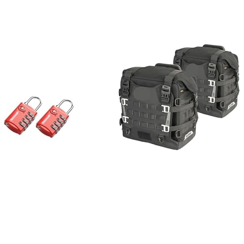 EGUIAS Alforjas Laterales para Bolsa para Motocicleta, alforja Lateral de liberación rápida con Panel Trasero de Soporte antirrobo(2 Bag 2lock)