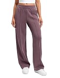 CRZ YOGA Spodnie dresowe SoftAura Pintuck Straight Leg damskie 30" - Modal casualowe podróżne z kieszeniami Dojrzała śliwka XS
