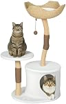 PawHut Arbre à Chats Moderne en Bois Réel, [40"=102CM] Arbre à Chats pour Chats Adultes Grands d'Intérieur, Tour à Chats avec Grattoirs en Sisal, Condo, Perchoir, Coussin Lavable Doux, Blanc