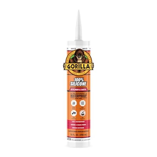 Gorilla 100% Silicone Caulk, Kitchen & Bath Sealant, White, 10 oz Cartridge