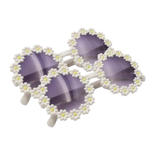 Ieron 2pcs Vintage Daisy Sunglasses, Flower Glasses, Cute Round Sunglasses, Plastic Frame, Novelty, Suitable For Adults, Women, Girls, Summer, Beach Accessories
