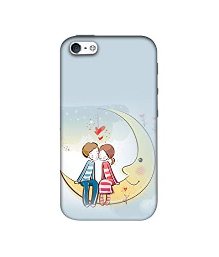 Image of Amazon Brand - Solimo Designer Couple Sitting On Moon 3D Printed Hard Back Case Mobile Cover for Apple iPhone 5 / 5S