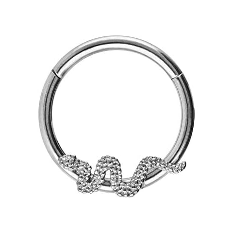 PIERCINGLINE Surgical Steel Segment Ring Clicker Snake Piercing Ring Nose Septum Ear Helix Tragus Choice of Colours and Sizes silver colours Cover