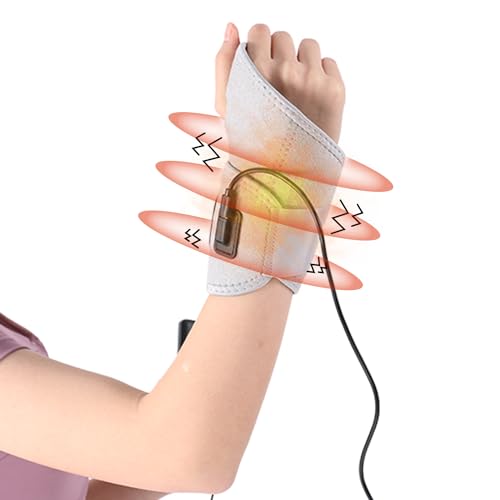 WOOLALA Heated Wrist Brace with Massager USB Portable Electric Heating Pad for Carpal Tunnel and Tendonitis Relief Massage Heated Wrap for Wrist Warmer for Left and Right Hand Common -  ZZFHot021-Gery