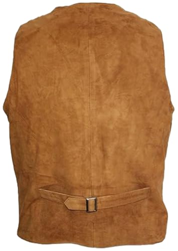 Western Cowboy Style Goat Suede Leather Waistcoat Vest3