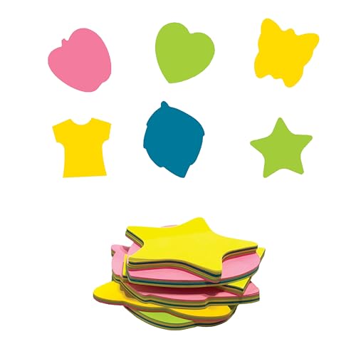 Image of Cubic Shaped Sticky Notes - Set of 6 Fun Designs (Star, Heart, T-Shirt, Butterfly, Fruit, Leaf) - 6.5 to 7cm - Multi-Color Sticky Note Pads for School, Office, Craft & Gifting