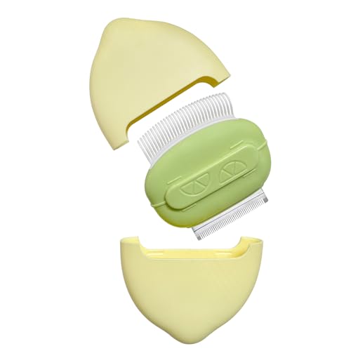Image of Portable Pet Hair Removal Comb 2-in-1 Dual-use Removing Floating Hair Massaging Comb Deshedding Matted Fur Loose Hair Remover Brush, Grooming Tool for Cats and Dogs (Yellow Green)