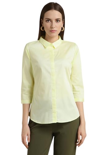 Image of Van Heusen Women's Regular Fit Solid 3 /4 Sleeve Cotton Rich Formal Shirt