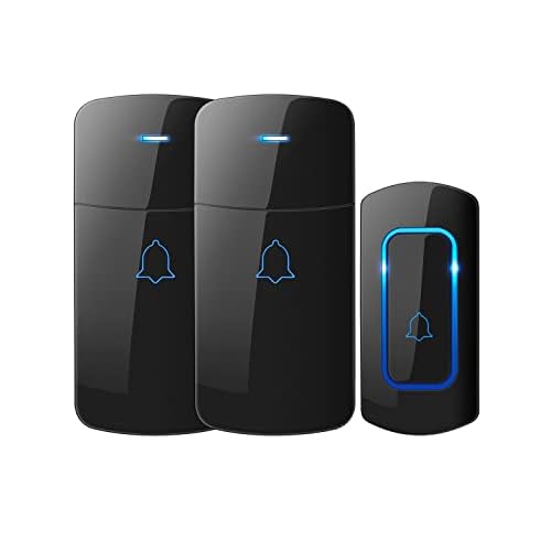 Wireless Doorbell, NOVETE 1300ft Long Range Door Bells Chime, IP55 Waterproof Electric Cordless Doorbell, 1 Push Button and 2 Plug-in Receivers with LED Flash, 52 Melodies, 5 Volume Levels