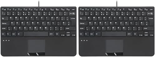 Image of perixx PERIBOARD-525 UK Wired Mini USB Keyboard with Touchpad, X Type Scissor Keys, 2 USB Hubs, UK QWERTY Layout, Compact Design, Black (Pack of 2)