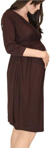 Maternity Pregnancy Brown Wrap Dress Day Evening Office Smart 16