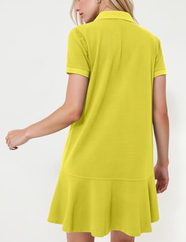 Image of Kissonic Women's Polo Dress Short Sleeve V Neck Ruffle Hem Casual Summer Golf Tennis Mini Shirt Dresses