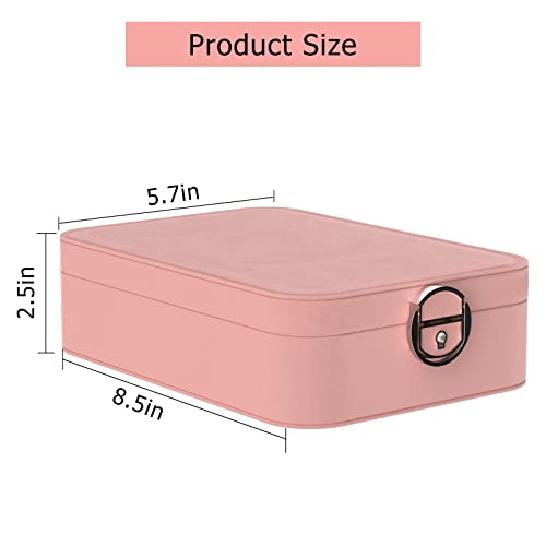 Funtouch Jewelry Organizer Box With Makeup Vanity Mirror, Portable Travel Jewelry Organizer Case With Desktop Makeup Mirror, 3 Color Lights, Touch Sensor, Rechargeable Led Mirror (Pink) #TOP5