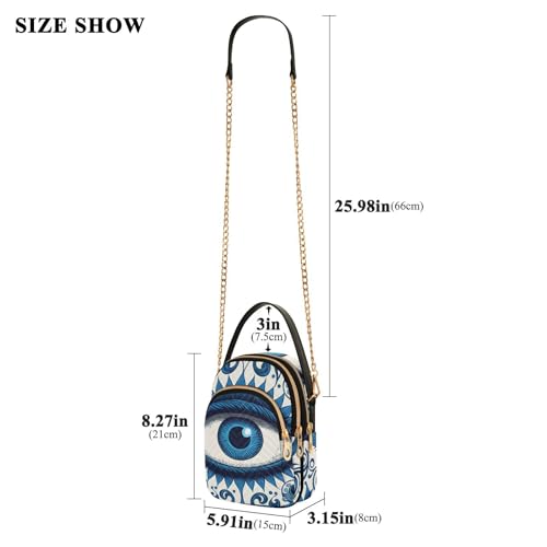 Pattern Blue Evil Eye Crossbody Shoulder Bags for Women, Compact Fashion Sling Bag with Chain Strap Top handle for Evening Party Dating Travel4