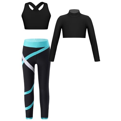 Tenue gym fille vert élasthanne extensible manches longues