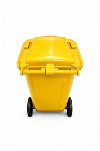 Image of Prima Plastic Manual-Lift Garbage Waste Dustbin with Wheels 120 Ltr Yellow