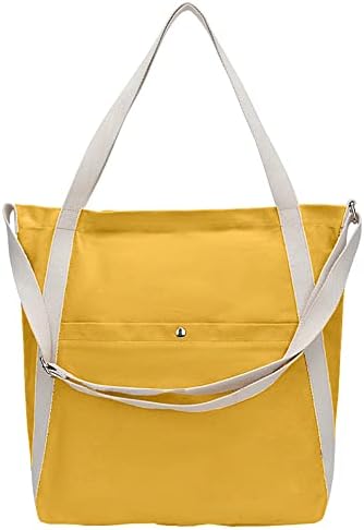LLYLIU Tote Bag for Women with Zipper Cotton Shoulder Hobo Bag Shopping Travel Work Crossbody 11" x 5.1" x 13"