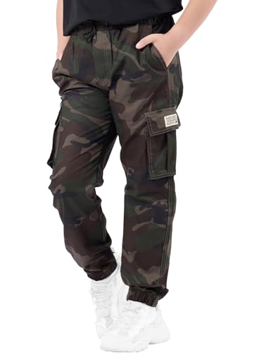 Image of NATUST Boys Cargo Joggers Drawstring Jogging Pants Kids Elastic Waist Trousers 5-14 Years