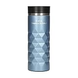 elasto – Edelstahl Thermobecher personalisiert – 100% auslaufsicherer & thermoisolierter Kaffeebecher – 450 ml Coffee to go Isolierbecher – individuelle Gravur mit Name oder Spruch (Aquamarin Blau)