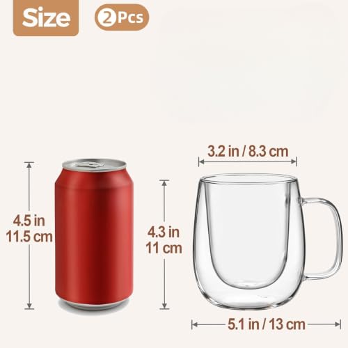 Image of Double Wall Glass Cups, 240 Ml, Insulated Tea & Coffee Cups, Hot & Cold Drinks, Coffee, Tea, Milk, Cappuccino, Juice, Microwave Safe, Stylish Espresso Chocolate Beverage, Pack of 2
