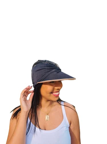 Viseira Turbante Com Proteção solar 50+ (Nude com Preto)