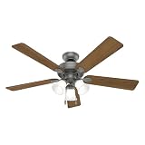 Hunter Swanson, Indoor, Ceiling Fan, with LED Lights, 52 inch, Matte Silver