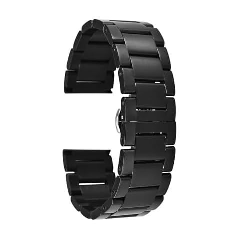 Kumi Watch Band 22mm Smart Watch Strap Stainless Steel Replacement Wristbands for Smart Watch Black Cover