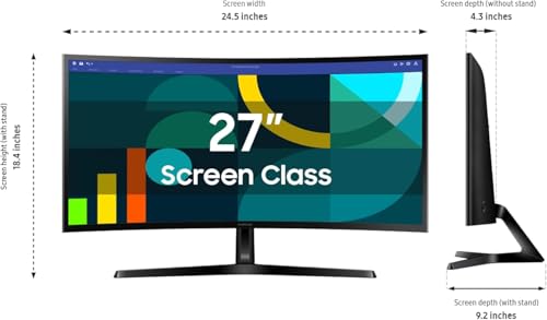 Image of Samsung 27 inch Essential S3 (S36GD) Series FHD 1800R Curved Computer Monitor | Advanced Eye Comfort | 100 Hz | Game Mode | HDMI and D-sub Ports