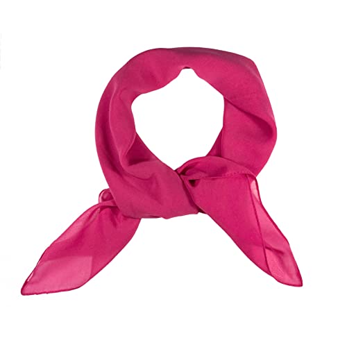 WESTEND CHOICE Bufandas cuadradas de gasa para mujer, pañuelo de cuello liso, retro de los años 50, ligero, bandana, envolvente, bufandas cuadradas para mujer, 65 x 65 cm, fucsia, Talla única