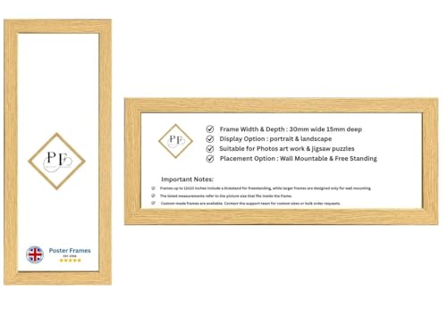 18x6 inch Panoramic Picture Frame | Oak Panoramic Photo Frame & Poster Frame for Pictures, Photos, Documents, Jigsaw Puzzles, Artwork | Landscape or portrait Wall Mount Display