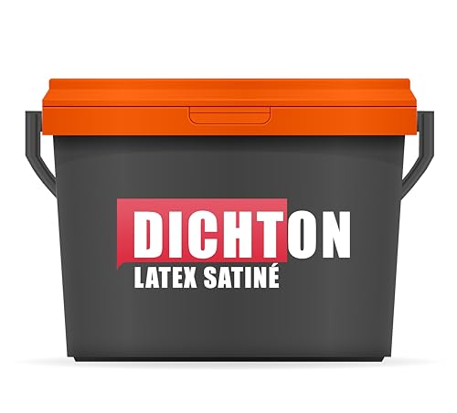 DICHTON Peinture latex 2,5l Blanc satiné - Peinture murale intérieure pour cuisine, salle de bain - Peinture murale latex lavable - Haut pouvoir couvrant, résistant au frottement, sans solvants D.41W