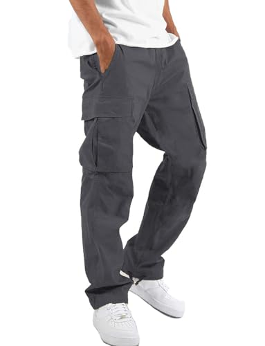Whox Mens Cargo Pants Casual Outdoor Hiking Pants For Men Athletic Joggers Sweatpants Darkgrey cover