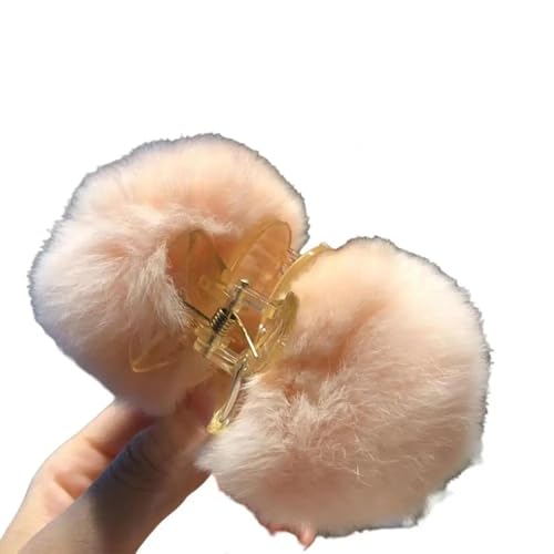 YUEZHAN Stirnband Haarband Damen Haar Klaue Starke Klauen Fadless Fall-Resistent Nicht Abwurf Feste Rutsch Feste Flauschige Bälle Plüsch Haars Pange Haar-Zubehör Light Pink