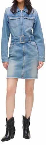 Karl Lagerfeld Jeans, Mujeres, Vestido Vaquero Con Cinturón, Corte Regular, Azul, S