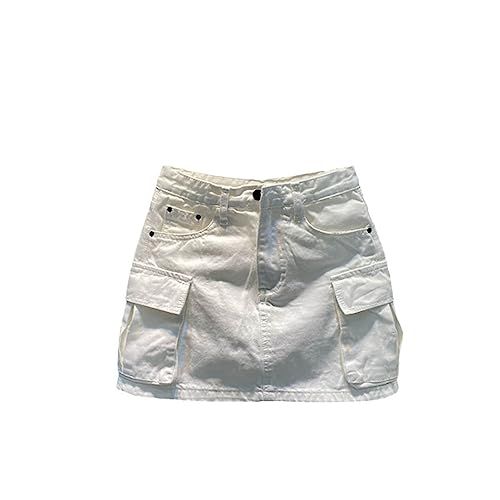 Minifalda Vaquera De Verano, Falda Vaquera Acampanada con Bolsillo Grande De Estilo Coreano