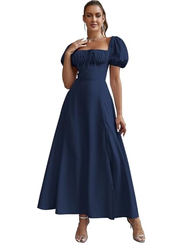 Image of KUTUMAI Women Summer Puff Sleeve Off Shoulder Floral Flowy Long Maxi Dress