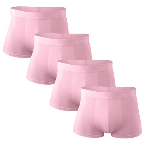 Men's Cotton Boxer Briefs 4-Pack, Stretchy Breathable Underwear with Tagless Design, Moisture-Wicking(Multi-Color Assortment)