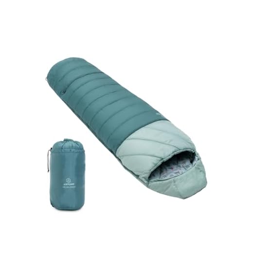 Justcamp Melvin Junior Kinderschlafsack Jungs & Mädchen (100-150 cm Körpergröße), Outdoor Schlafsack Kinder Camping - Mint