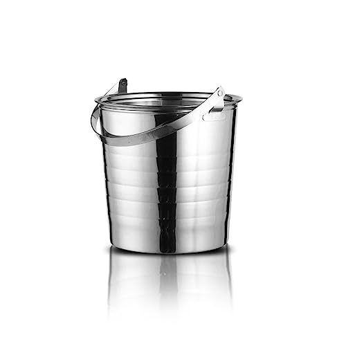 Cubitera de hielo de acero inoxidable de 3 litros con asa portátil