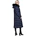 TAHARI Nellie Womens Removable Faux Fur Trim Long Down Coat Jacket Navy Size M